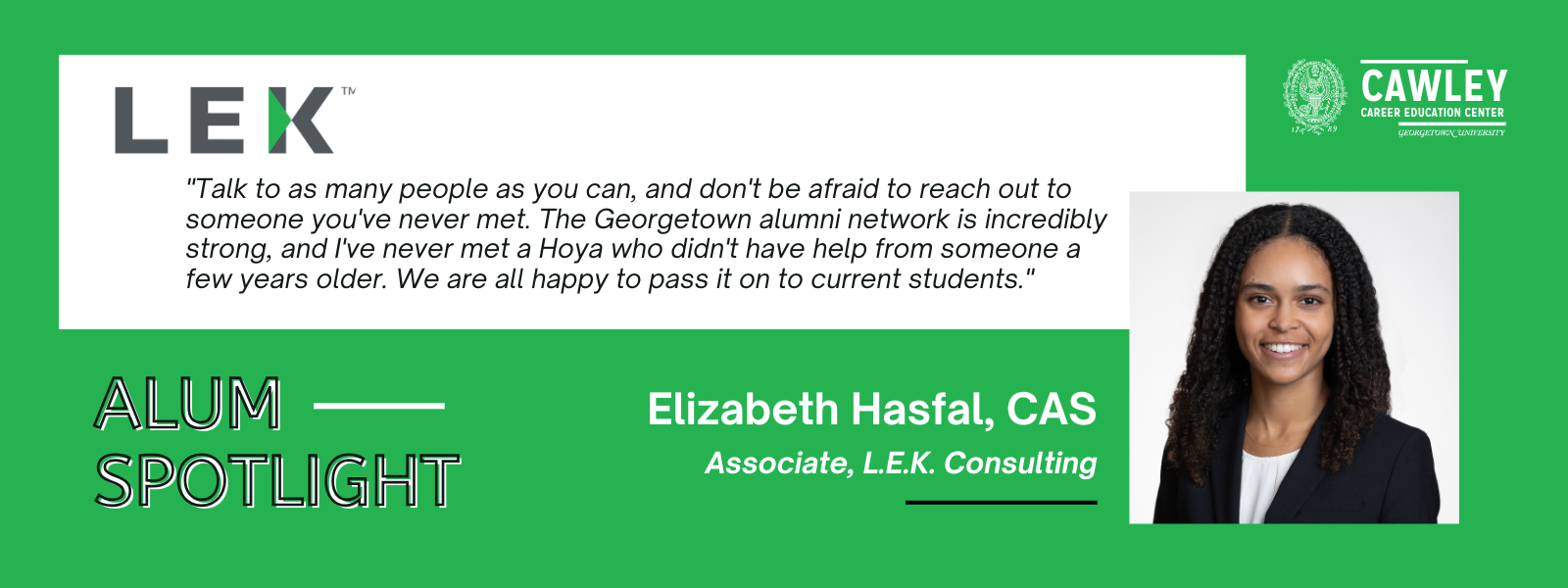 LEK Alum Highlight - Email Banner (Elizabeth Hasfal)